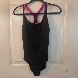 Nike One Piece Powerback Swimsuit Black / Pink Size Large
